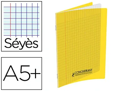 Cahier conquérant polypropylène a5+ 17x22cm 140 pages 90g séyès coloris jaune — Non classé