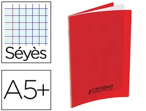 Cahier conquérant polypropylène a5+ 17x22cm 140 pages 90g séyès coloris rouge — Non classé