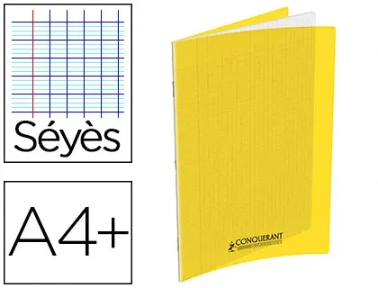 Cahier conquérant polypropylène a4+ 24x32cm 140 pages 90g séyès coloris jaune — Non classé