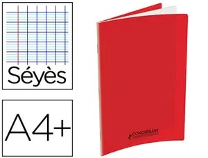 Cahier conquérant polypropylène a4+ 24x32cm 140 pages 90g séyès coloris rouge — Non classé