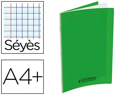 Cahier conquérant polypropylène a4+ 24x32cm 140 pages 90g séyès coloris vert — Non classé