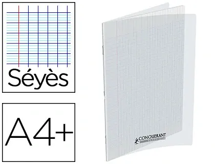 Cahier conquérant polypropylène a4+ 24x32cm 140 pages 90g séyès incolore — Non classé
