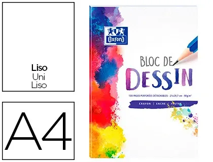 Bloc dessin oxford 210x297mm 100p perforées 90g — Non classé