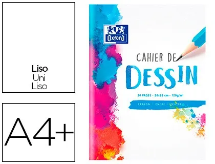 Cahier dessin oxford couverture carte pelliculée a4+ 24x32cm 24 pages 120g — Non classé