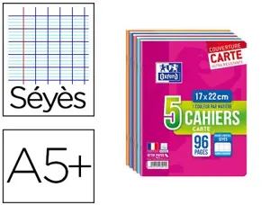 Oxford Cahier piqûre, 170 x 220 mm, seyès, 96 pages,lot de 5 — Cahiers francais