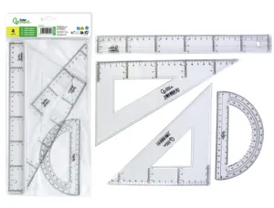 Set traçage liderpapel 4 pièces règle 30cm équerres 45/60 degrés 25cm rapporteur 180 degrés 15cm transparent — Non classé