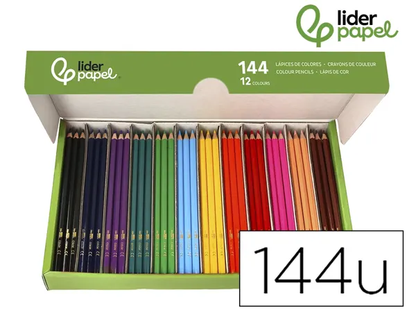 Crayon couleur liderpapel mine extra-résistante 174.5mm écriture douce 12 coloris intenses school pack 144 unités — Non…