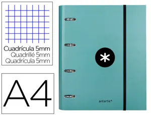 Classeur antartik 4 anneaux ronds 40mm a4 carton rembordé feuillets mobiles q5x5 coloris menthe — Non classé