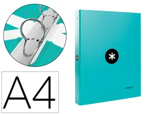 Classeur antartik 4 anneaux ronds 25mm a4 carton rembordé coloris menthe — Non classé