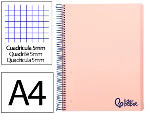 Cahier spirale liderpapel a4 micro wonder 240 pages 90g    5x5mm 4 trous 5 bandes        couleurs rose — Non classé