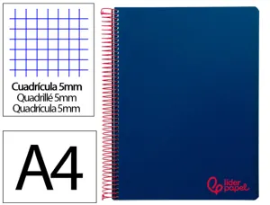 Cahier spirale liderpapel a4 micro wonder 240 pages 90g    5x5mm 4 trous 5 bandes        couleurs bleu marine — Non classé