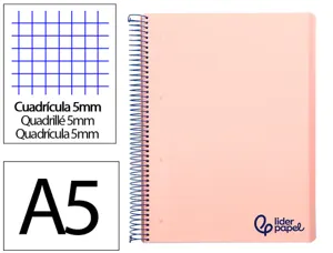 Cahier spirale liderpapel a5 micro wonder 240 pages 90g    5x5mm 6 trous 5 bandes        couleurs rose — Non classé