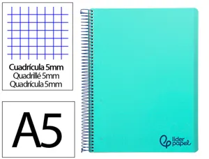 Cahier spirale liderpapel a5 micro wonder 240 pages 90g    5x5mm 6 trous 5 bandes        couleurs vert clair — Non classé