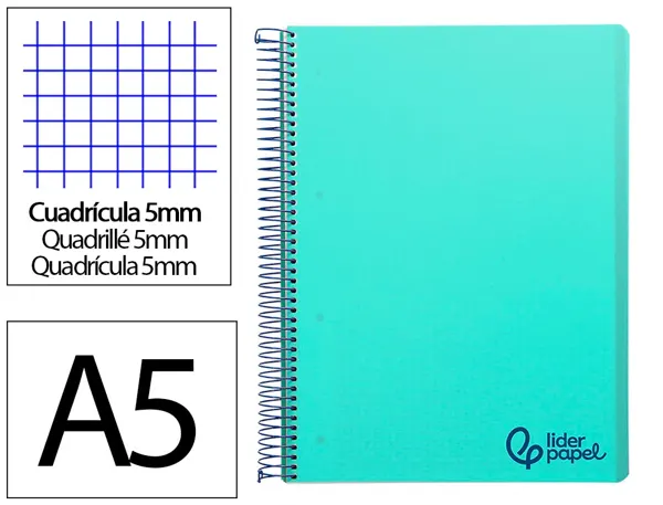 Cahier spirale liderpapel a5 micro wonder 240 pages 90g    5x5mm 6 trous 5 bandes        couleurs vert clair — Non classé