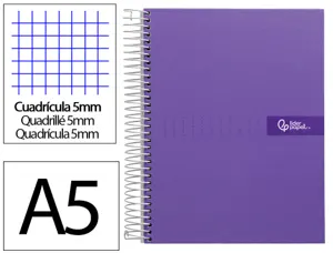 Cahier spirale liderpapel crafty couverture contrecollée a5 240p 90g/m2 5x5mm microperforé 6 trous coloris violet — Non…