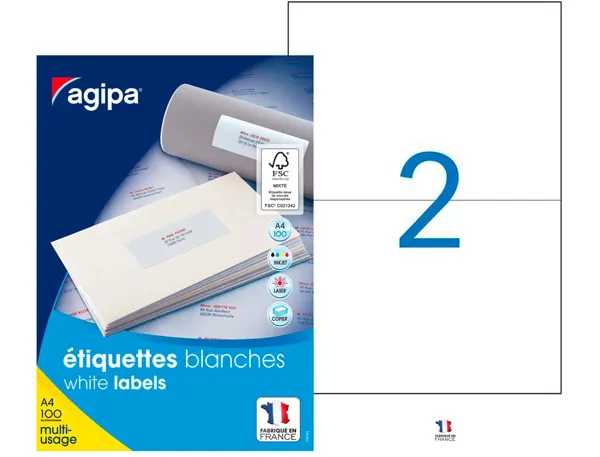 agipa Etiquette universelle, 210 x 148,5 mm, coins droits — Fournitures