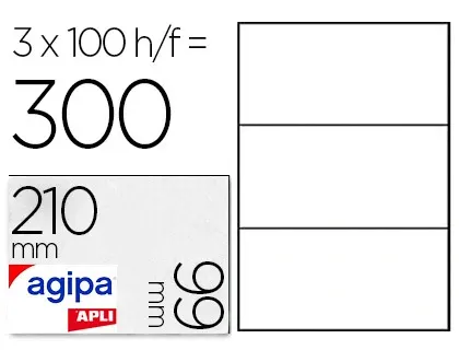 agipa Etiquette universelle, 210 x 99 mm, coins droits — Fournitures