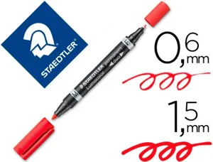 Marqueur staedtler permanent lumocolor duo multi-usages double pointe 0.6 et 1.5mm encre dry safe rouge — Non classé