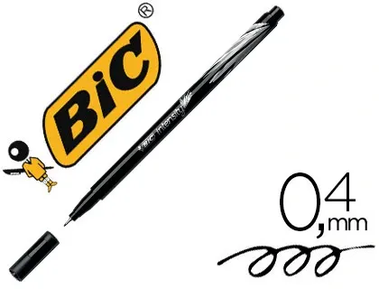 Stylo-feutre bic pointe fine intensity pointe aiguille baguée métal 0.4mm encre fluide intense sans bavures coloris noir —…