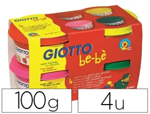Pâte à modeler giotto be-bè testé dermatologiquement coloris assortis rouge jaune magenta vert 4 pots 100g — Non classé