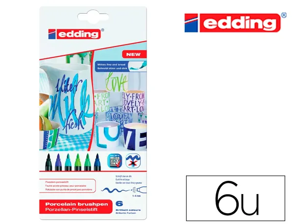 Feutre Edding Porcelaine E4200 Céramique Émaillée Verre Pointe Pinceau Fine Flexible Pochette 6 Coloris Froids — Activités…