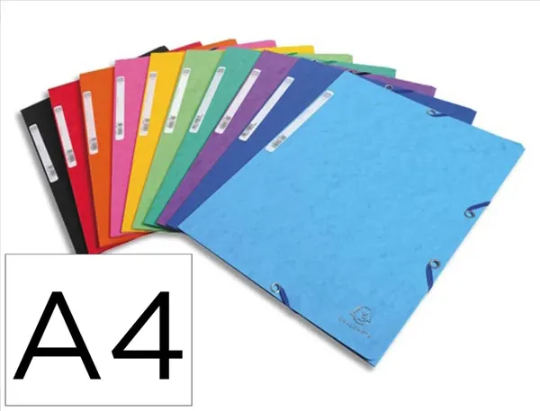 Chemise exacompta carte lustrée 5/10e 400g 3 rabats et élastique a4 format 240x320mm coloris vifs assortis 50 unités — Non…