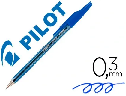 Stylo-bille pilot bp-s écriture fine 0.3mm encre douce pointe indéformable rechargeable corps translucide coloris bleu —…