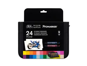 Marqueur professionnel w&n promarker double pointe couleurs assorties trousse étudiant 24 unités — Non classé