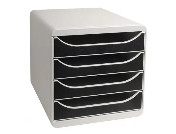 EXACOMPTA Module de classement BIG-BOX, 4 tiroirs, gris — Aménagement d'espace