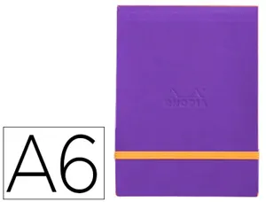 Pochette rhodiarama webpocket a6 9x14cm couverture simili cuir saphir intérieur imprimé fermeture élastique orange — Non…