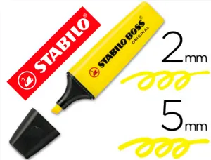 Surligneur stabilo boss tracé 2/5mm pointe biseautée encre universelle base eau résistante lumière coloris jaune — Non classé