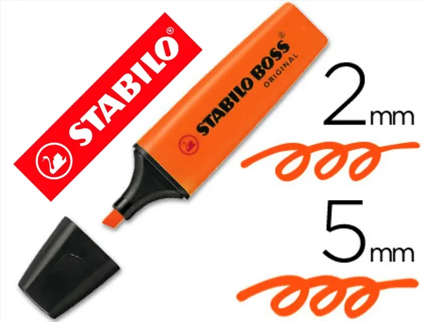 Surligneur stabilo boss tracé 2/5mm pointe biseautée encre universelle base eau résistante lumière coloris orange — Non…