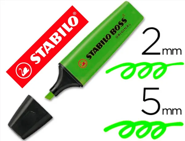 Surligneur stabilo boss tracé 2/5mm pointe biseautée encre universelle base eau résistante lumière coloris vert — Non classé