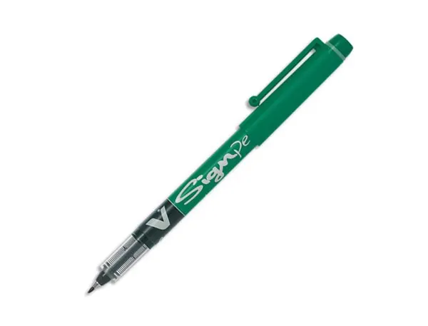 Stylo-feutre pilot v sign pen écriture moyenne 0.6mm pointe fibre polyester encre intense liquide niveau visible vert — Non…