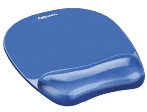 Tapis souris fellowes repose-poignet gel transparent bleu adapté souris optiques — Non classé