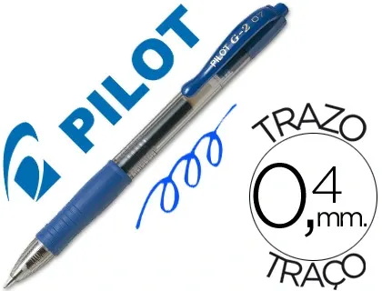 Roller pilot g2+ 7 ecriture moyenne 0.4mm encre gel retractable rechargeable corps translucide grip caoutchouc bleu — Non…