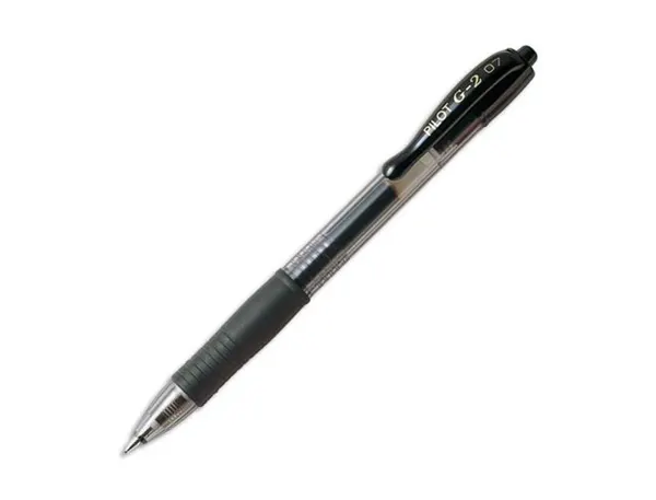 Roller pilot g2+ 7 ecriture moyenne 0.4mm encre gel retractable rechargeable corps translucide grip caoutchouc noir — Non…