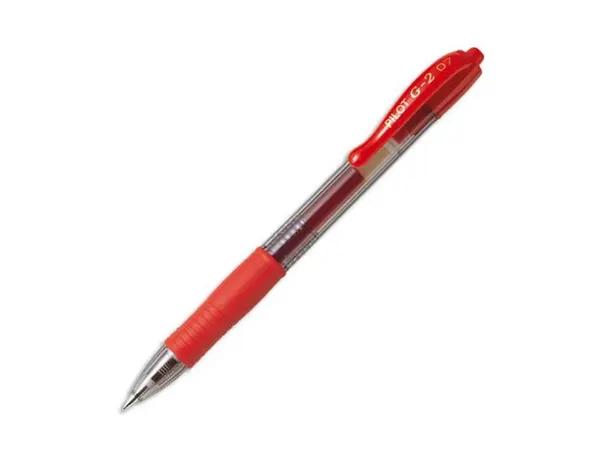 Roller pilot g2+ 7 ecriture moyenne 0.4mm encre gel retractable rechargeable corps translucide grip caoutchouc rouge — Non…