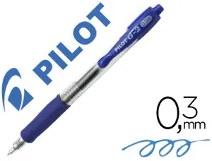 Roller pilot g2+ 5 ecriture fine 0.3mm encre gel retractable rechargeable corps translucide grip caoutchouc bleu — Non classé