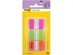 Marque-pages post-it index rigide 25x44mm 22f 3 coloris rose vert orange set 22 index/couleur — Non classé