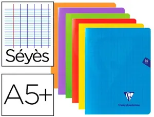 Cahier piqué clairefontaine mimesys couverture polypropylène a5+ 17x22cm 96 pages 90g réglure séyès incolore — Non classé