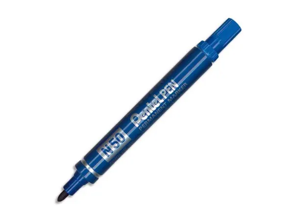 Marqueur pentel n50 permanent pointe ogive 4.3mm encre à solvant indélébile tous supports corps métal bleu — Non classé