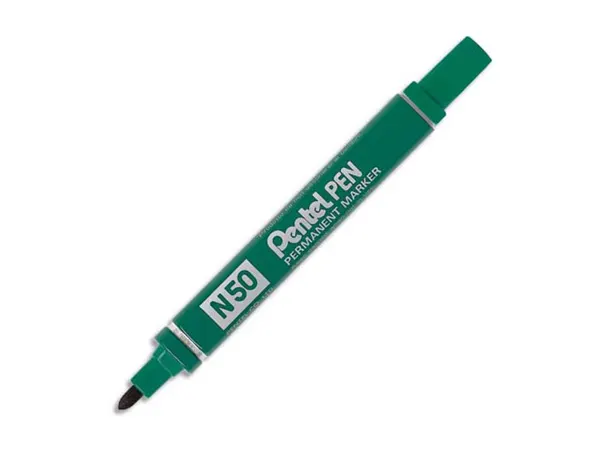 Marqueur pentel n50 permanent pointe ogive 4.3mm encre à solvant indélébile tous supports corps métal vert — Non classé