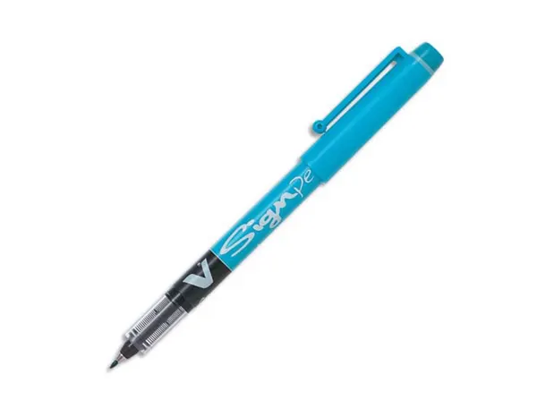 Stylo-feutre pilot v sign pen écriture moyenne 0.6mm pointe fibre polyester encre intense liquide coloris turquoise — Non…