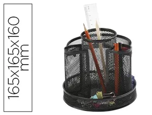 Organiseur bureau q-connect rotatif maille métallique 8 compartiments diam. 165x160mm coloris noir — Non classé