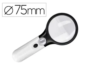 Loupe électrique q-connect lentille verre ronde 75mm diamètre monture abs grossissement par 3 3 ampoules led — Non classé