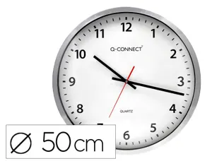 Horloge q-connect murale design actuel grande lisibilité 1 pile aa non fournie diamètre 60cm gris chromé — Non classé
