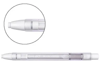 Crayon-gomme q-connect rétractable corps soft transparent et blanc gomme ronde — Non classé
