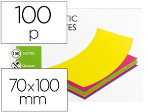 Bloc notes q-connect quick notes 70x100mm 100f electo    statiques repositionables     coloris neon — Non classé