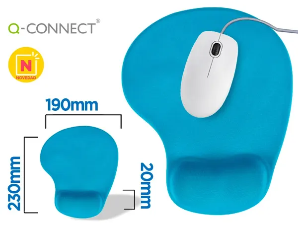 Tapis souris q-connect repose-poignet mousse         augmente confort facilement   nettoyable coloris turquoise — Non classé